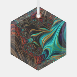 Adorno De Cristal Efecto surrealista Verde azulado de giro fractal d