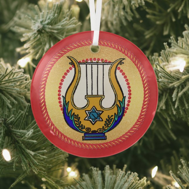 Adorno De Cristal El arpa de Jesse Tree David (in situ)