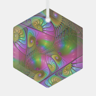 Adorno De Cristal El arte fractal abstracto trippy luminoso colorido