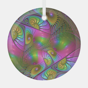 Adorno De Cristal El colorido arte fractal abstracto luminoso y trip