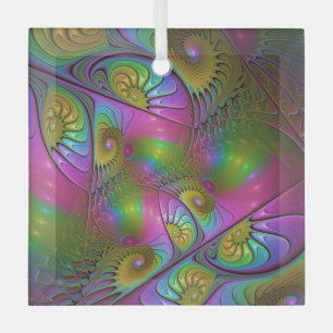 Adorno De Cristal El colorido y luminoso resumen de arte fractal