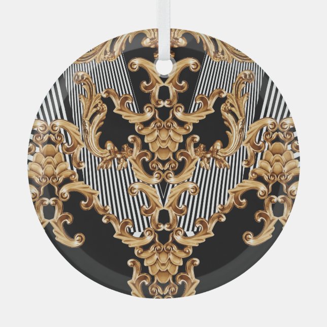 Adorno De Cristal El diseño barroco dorado, intrincado y adorno. (Anverso)