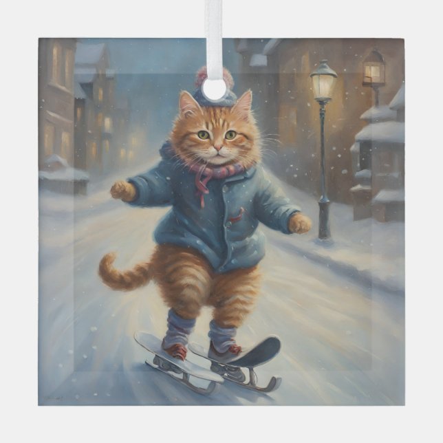 Adorno De Cristal El gato que ama a los Navidades Meowy (Anverso)