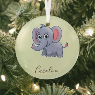 Adorno De Cristal Elefante gris lindo verde