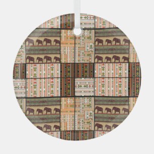 Adorno De Cristal Elefantes africanos de patchwork: Textura fundamen
