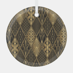 Adorno De Cristal Elegancia Art Déco Negro Oro