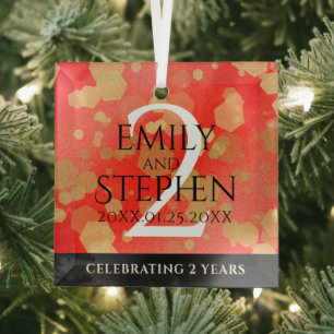 Adorno De Cristal Elegant 2nd Garnet Wedding Anniversary