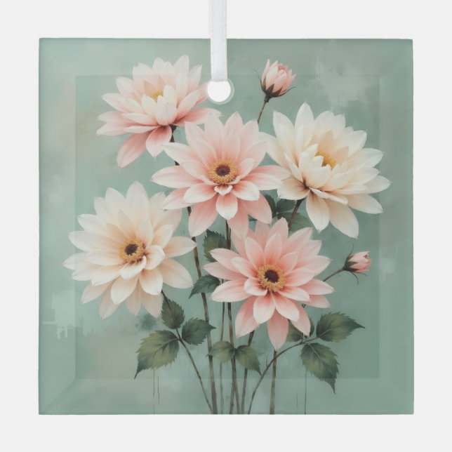 Adorno De Cristal Elegant Blush Chrysanthemum Art (Anverso)