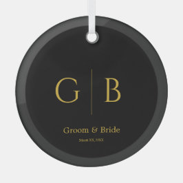 Adorno De Cristal Elegant Custom Wedding Glass Ornament BLack