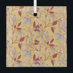 Adorno De Cristal Elegant Floral Pattern with Red and Blue Leaves<br><div class="desc">Floral pattern with red and blue leaves on a beige background. The intertwining branches create an elegant,  vintage feel.</div>