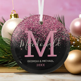 Adorno De Cristal Elegant Monogram Name Christmas Glass Ornament