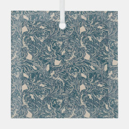 Adorno De Cristal Elegant Teal Botanical Swirl Seamless Pattern