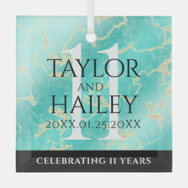 Adorno De Cristal Elegante 11º Aniversario Boda Turquesa