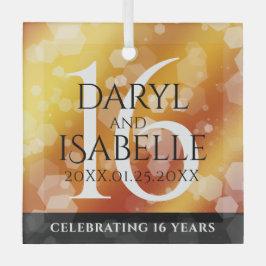 Adorno De Cristal Elegante 16º Aniversario del Boda de Topaz de Oro