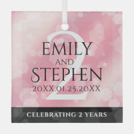 Adorno De Cristal Elegante 2º Rosa Aniversario del Boda del Cuartz