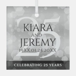 Adorno De Cristal Elegante 25° aniversario Boda de Plata
