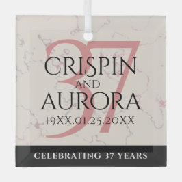 Adorno De Cristal Elegante 37° Aniversario del Boda de Alabastro