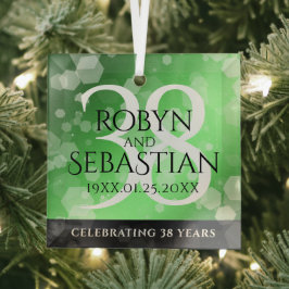 Adorno De Cristal Elegante 38° aniversario de Boda Esmeralda