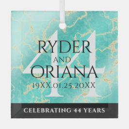 Adorno De Cristal Elegante 44° Aniversario Boda Turquesa