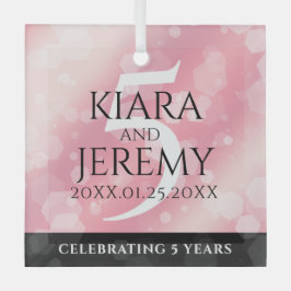 Adorno De Cristal Elegante 5º Rosa Aniversario del Boda del Cuartz