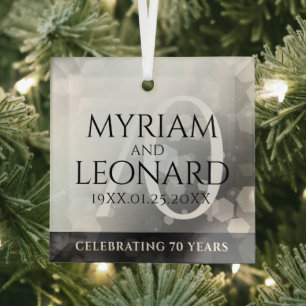 Adorno De Cristal Elegante 70° Aniversario del Boda Platino