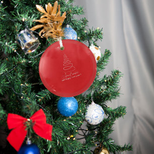 Adorno De Cristal Elegante árbol de Navidad blanco rojo