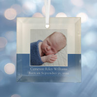 Elegante bebé recién nacido foto bebé azul Keepsak