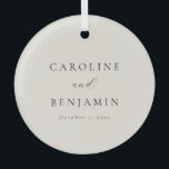 Adorno De Cristal Elegante Boda de caligrafía de marfil Minimalista<br><div class="desc">Añada un toque de elegancia eterna a su decoración boda con este hermoso adorno de cristal minimalista. Con su suave color crema de marfil y su delicada caligrafía, este adorno es la combinación perfecta de simplicidad y sofisticación. Su diseño limpio y moderno lo convierte en un regalo versátil para su...</div>