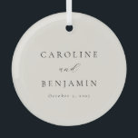 Adorno De Cristal Elegante Boda de caligrafía de marfil Minimalista<br><div class="desc">Añada un toque de elegancia eterna a su decoración boda con este hermoso adorno de cristal minimalista. Con su suave color crema de marfil y su delicada caligrafía, este adorno es la combinación perfecta de simplicidad y sofisticación. Su diseño limpio y moderno lo convierte en un regalo versátil para su...</div>