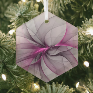 Adorno De Cristal Elegante Caos Moderno Arte Abstracto Fractal Rosa