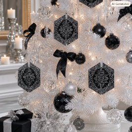 Adorno De Cristal Elegante Cristal Negro Hexágono de Navidad 