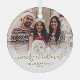 Adorno De Cristal Elegante foto de la familia blanca dorada Feliz Na