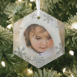 Adorno De Cristal Elegante foto Minimalista con copo de nieve de pla