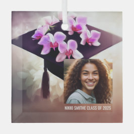 Adorno De Cristal Elegante Graduación Única de orquídeas