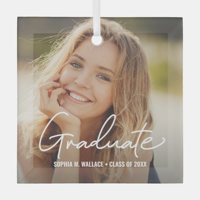Adorno De Cristal Elegante guión de graduado foto personalizada (Anverso)