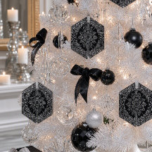 Elegante Hexágono de Cristal Negro de Navidad