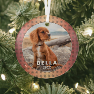 Adorno De Cristal Elegante Mascota de perro foto Navidades de copos 