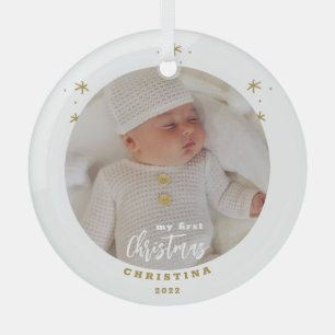 Adorno De Cristal Elegante Mi Primer Navidad Foto de Bebé 