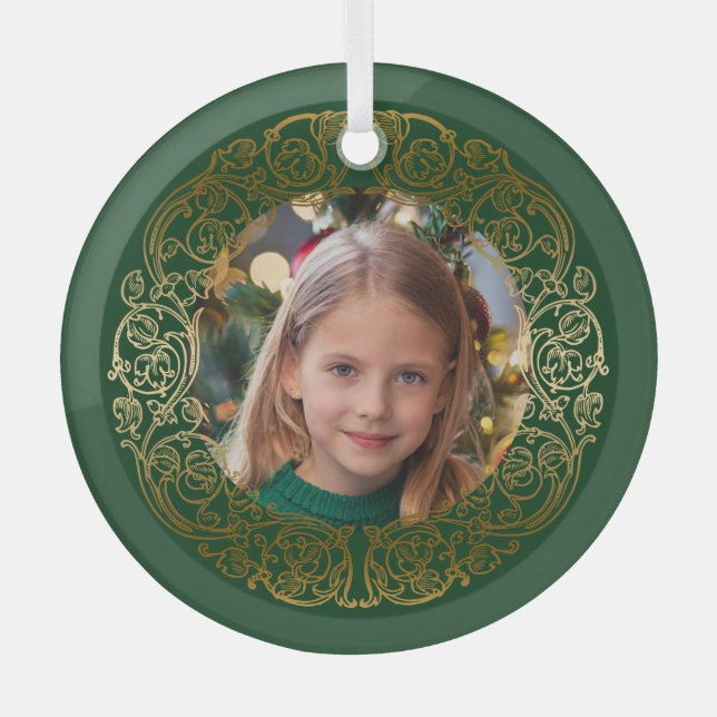 Adorno De Cristal Elegante Ornate Gold Filigree Fotografía (Anverso)