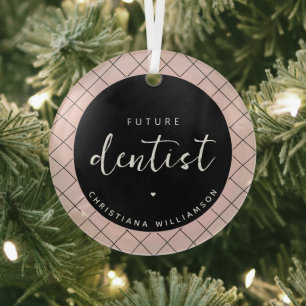 Adorno De Cristal Elegante Patrón de Verificación de Futuro Dentista