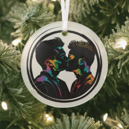 Adorno De Cristal Elegante silueta de pareja homosexual