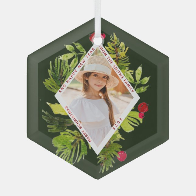 Adorno De Cristal Elegante Verdor Festividad Botánica Fotográfica (Anverso)