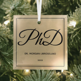 Adorno De Cristal Elegantemente Simple Gold Name Graduación PhD