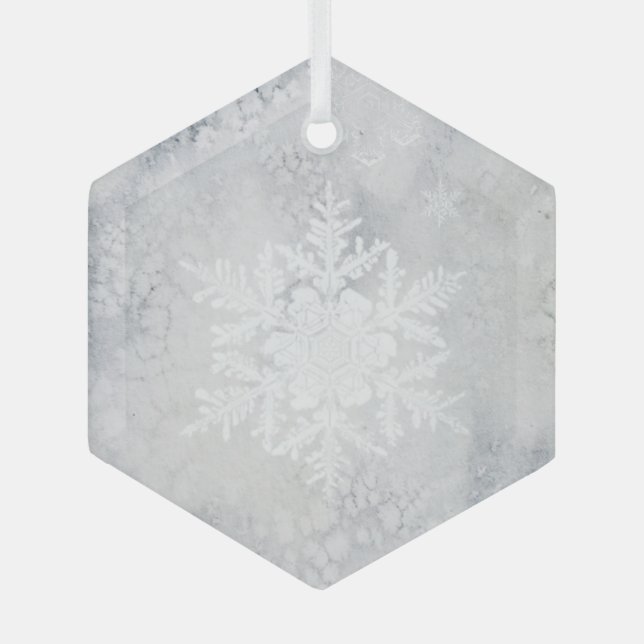 Adorno De Cristal Elegantes Navidades de copos de nieve (Anverso)