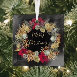 Adorno De Cristal Elegantes Navidades de plata dorada venían en vidr