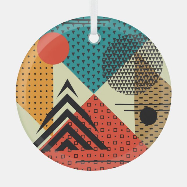 Adorno De Cristal Elementos geométricos de moda, estilo retro. (Anverso)