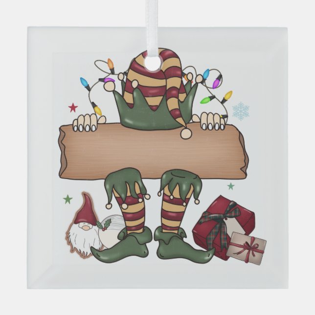 Adorno De Cristal Elf Navidades personalizados (Anverso)