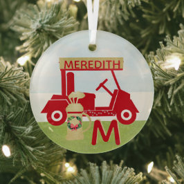 Adorno De Cristal Encantador Coche Colorido Rojo Nombre Oro Monogram