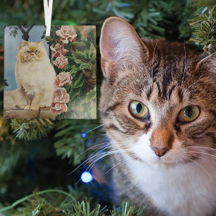 Adorno De Cristal Encantadora Rosa Crema Gato Persa Bosque Dríade