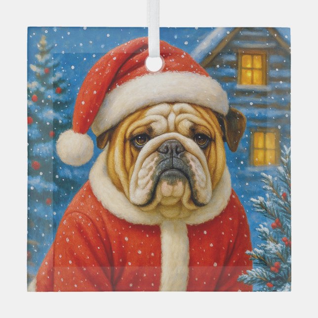 Adorno De Cristal English Bulldog Holiday   Ornament (Anverso)
